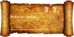 Mahrer Noémi névjegykártya